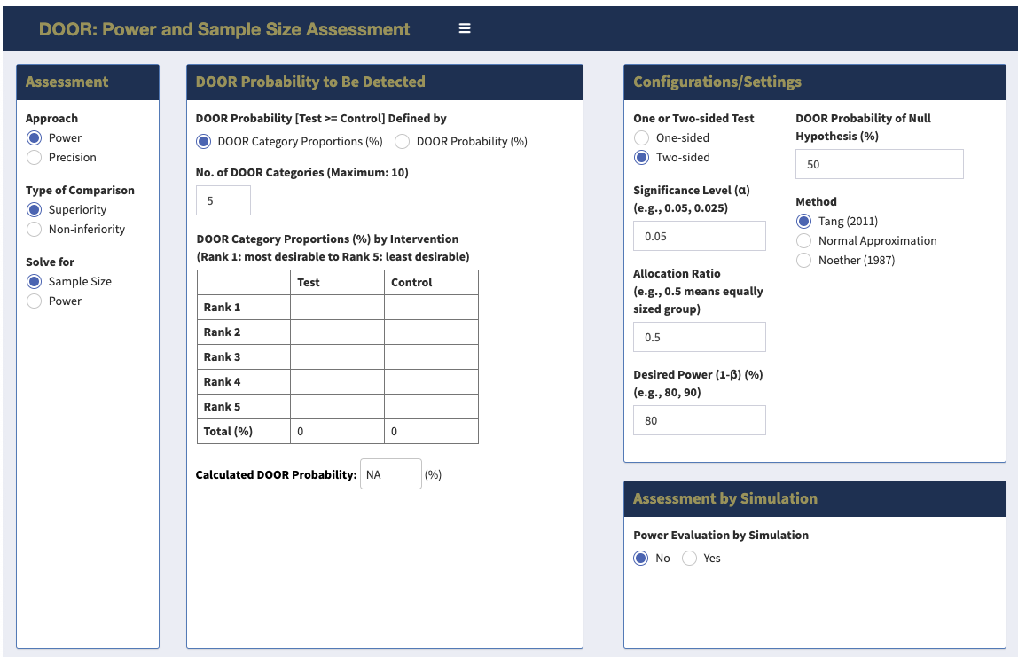 Sample size page from door shiny app.