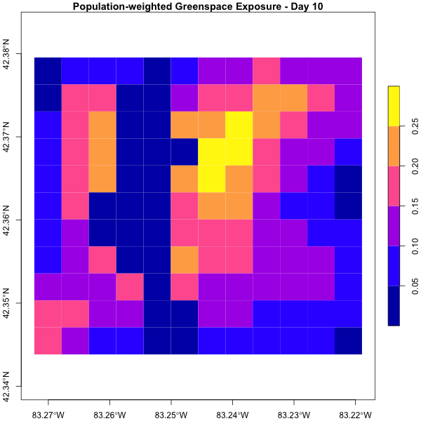 fig-alt=Population weighted greenspace exposure