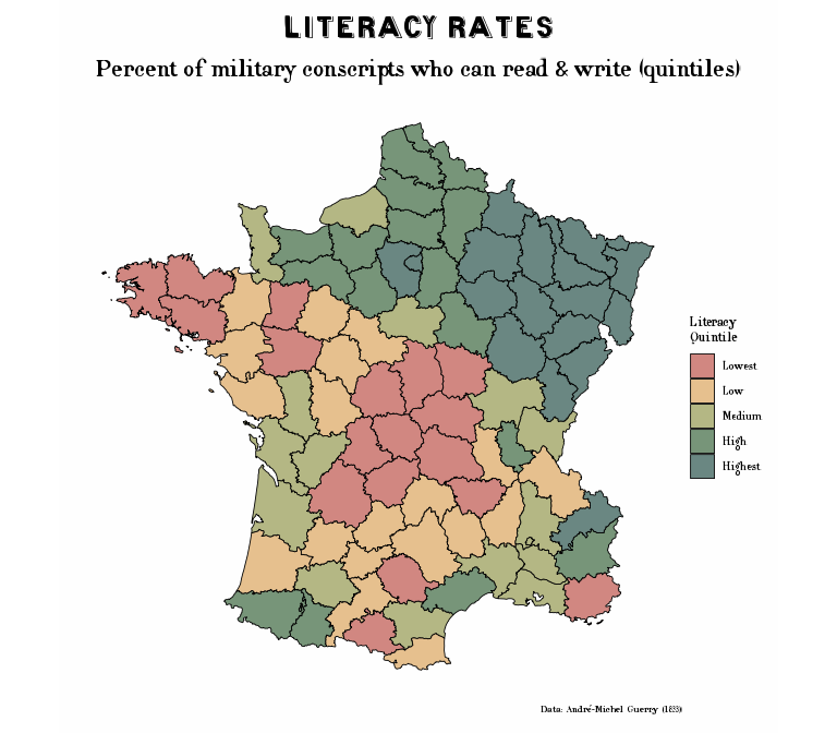 Map of France showing Cheysson colors